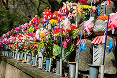 千躰子育地蔵尊,増上寺,芝公園,浄土宗,地蔵,お地蔵さん,子育て,安産,子供,こども,祈願,頭巾,赤い頭巾,風車,並ぶ,多い,大量,寺院,寺,参拝,重要文化財,文化財,港区,japan,temple,フルサイズ撮影