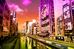 道頓堀,Gradation Jjapan,gradation,japan,日本,グラデーション,カラフル,お洒落,おしゃれ,オシャレ,味わい,雰囲気,フルサイズ撮影,大阪,osaka,デュオトーン,duotone