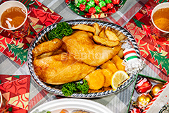 ローストチキン,チキン,もも,肉,鶏,鶏肉,クリスマスディナー,クリスマスパーティー,クリスマス,パーティー,ディナー,冬,オーブン,グリル,洋食,ポテト,ナゲット,パセリ,七面鳥,chicken,CHRISTMAS,party,dinner,winter,フルサイズ撮影