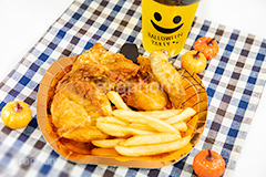 ハロウィンパーティ,チキン,フライドチキン,ポテト,フライドポテト,ハロウィン,はろうぃん,ハロウィーン,ジャックオランタン,ジャックオーランタン,イベント,秋,パンプキン,行事,カロリー,potato,pumpkin,Halloween,chicken,autumn,party,フルサイズ撮影