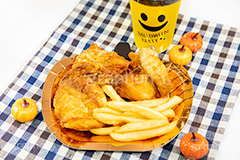 ハロウィンパーティ,チキン,フライドチキン,ポテト,フライドポテト,ハロウィン,はろうぃん,ハロウィーン,ジャックオランタン,ジャックオーランタン,イベント,秋,パンプキン,行事,カロリー,potato,pumpkin,Halloween,chicken,autumn,party,フルサイズ撮影