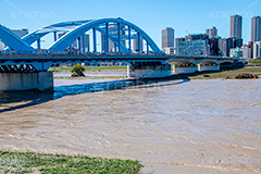 台風の傷跡,洪水,浸水,濁流,水位,危険,被災,氾濫,決壊,堤防,水害,ハザードマップ,台風,大雨,嵐,豪雨,天災,災害,避難,非常,傷,被害,事件,事故,丸子橋,橋,八幡町,アーチ,水色,橋梁,多摩川,川,川原,河川敷,一級河川,玉川,河川,神奈川,typhoon,disaster,japan,2019