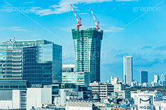 渋谷の街並み,パークコート渋谷ザタワー,タワー,高層マンション,建設中,工事,クレーン,重機,都市開発,渋谷,しぶや,マンション,高級,代々木,スクランブルスクエア,shibuya,japan,tower,crane,2021