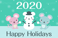 ねずみ年,新年,雪,雪だるま,雪ダルマ,雪遊び,雪合戦,スノーマン,ニューイヤー,アニバーサリー,2020,年号,西暦,ねずみ,ネズミ,マウス,鼠,子,キャラクター,キャラ,動物,干支,正月,お正月,年賀状,冬,イラスト,イベント,行事,event,illustration,japan,character,winter
