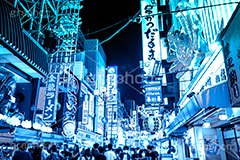 道頓堀,ブルーナイト,サイバー,近未来,不思議,夜,夜景,ネオン,サイバーパンク,neon