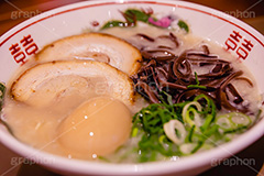 豚骨ラーメン,とんこつラーメン,ラーメン,らーめん,麺,麺類,中華麺,麺料理,国民食,日本拉麺,豚骨,とんこつ,博多,中華,こってり,コッテリ,クリーミー,ねぎ,ネギ,キクラゲ,きくらげ,チャーシュー,味玉,玉子,Ramen,Chinese noodles,フルサイズ撮影