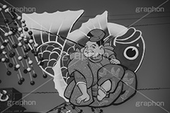恵比寿天,鯛,仲見世通り,正月飾り,正月,お正月,年始,和,日本,モノクロ,白黒,しろくろ,モノクローム,単色画,単彩画,単色,レトロ,お洒落,おしゃれ,オシャレ,味わい,懐かしい,japan