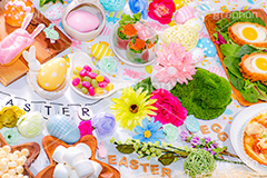 イースターパーティー,イースター,エッグ,たまご,卵,玉子,復活祭,春,スプリング,ガーリー,パーティー,ポップ,パステル,行事,風習,スイーツ,菓子,お菓子,おやつ,デザート,女子会,女子力,うさぎ,ウサギ,兎,パン,エクレア,チョコレート,生春巻き,春巻き,スコッチエッグ,POP,easter,egg,spring,pastel,party,event,dessert,bunny,chocolate