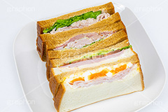 ミックスサンド,サンドイッチ,サンドウィッチ,モーニング,朝食,ハム,パストラミ,レタス,玉子,たまご,卵,玉子サンド,ゆで卵,ゆでたまご,トマト,きゅうり,キュウリ,ブレックファースト,パン,食パン,カフェ,萌え断,cafe,sandwich,morning,breakfast,bread,フルサイズ撮影
