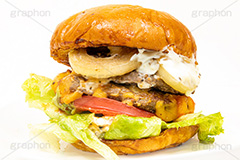 ハンバーガー,バーガー,サンド,パテ,ジューシー,ジャンク,ジャンキー,ジャンクフード,チェーン店,ファーストフード,ファストフード,洋食,ビーフ,牛肉,ベーコン,オニオン,トマト,レタス,チーズ,ソース,cheese,beef,hamburger,tomato,onion,フルサイズ撮影