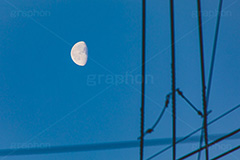 白夜月,有明の月,月,天気,明け方,朝,早朝,そら,空/天気,空/雲,雰囲気,電線,シルエット,silhouette,sky,moon,morning,フルサイズ撮影