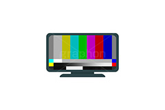 カラーバーが映るテレビ,カラーバー,液晶テレビ,テレビ,液晶,画面,モニタ,家電,デジタル,映る,イラスト,挿絵,挿し絵,illustration,TV,digital