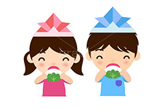 こどもの日パーティー,パーティー,こどもの日,子供の日,こども,子供,5月5日,端午,節句,供物,男の子,女の子,キッズ,ボーイ,ガール,柏餅,かしわもち,かしわ餅,もち,餅,おもち,和菓子,菓子,食べる,折り紙,かぶと,兜,カブト,和,文化,風習,行事,人物,男女,キャラクター,イラスト,character,japan,kids,boy,girl,illustration,party
