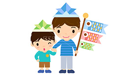 子供の日,こどもの日,こども,子供,こいのぼり,鯉のぼり,5月5日,端午,節句,男の子,兄弟,家族,兄,弟,お祝い,キッズ,ボーイ,折り紙,かぶと,兜,カブト,和,文化,風習,行事,人物,キャラクター,イラスト,character,japan,kids,boy,illustration