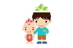 子供の日,こどもの日,こども,子供,5月5日,端午,節句,男の子,兄弟,家族,兄,弟,赤ちゃん,赤ん坊,お祝い,キッズ,ボーイ,ベビー,金太郎,折り紙,かぶと,兜,カブト,和,文化,風習,行事,人物,キャラクター,イラスト,character,japan,kids,boy,baby,illustration