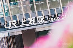 JR上野駅,上野駅,上野,公園改札,うえの,台東区,駅,駅前,スカイウォーク,下町,下谷,駅名,看板,標示,電車/鉄道,JR,train
