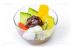 あんみつ,蜜豆,みつまめ,寒天,かんてん,フルーツ,オレンジ,メロン,グレープフルーツ,ピンクグレープフルーツ,キウイ,キウイフルーツ,和菓子,スイーツ,デザート,おやつ,休憩,甘味,甘味処,白玉,あんこ,あずき,粒あん,つぶあん,小豆,和,和風,和食,お菓子,菓子,japan,フルサイズ撮影