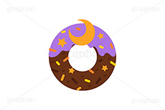 ハロウィンドーナツ,ハロウィンスイーツ,ハロウィン,ドーナツ,ドーナッツ,チョコドーナツ,スイーツ,お菓子,菓子,おやつ,チョコ,チョコレート,トッピング,デコレーション,焼き菓子,焼菓子,挿絵,挿し絵,illustration,donut,halloween