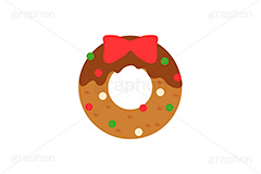 クリスマスドーナツ,クリスマススイーツ,クリスマス,ドーナツ,ドーナッツ,チョコドーナツ,スイーツ,リース,お菓子,菓子,おやつ,チョコ,チョコレート,トッピング,デコレーション,焼き菓子,焼菓子,挿絵,挿し絵,illustration,donut,christmas