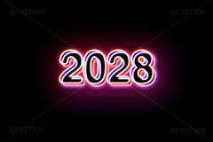 2028ネオン,ネオン,ネオン管,光,ライト,電飾,照明,発光,年号,西暦,年,文字,テキスト,neon,text,2028