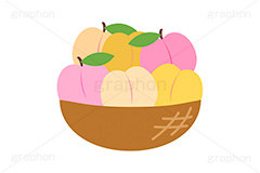 いろんな種類の桃,品種,種類,かごいっぱいの桃,もも,桃,モモ,白桃,黄桃,ピーチ,フルーツ,果実,果物,デザート,フルーツバスケット,かご,カゴ,籠,いっぱい,収穫,差し入れ,挿絵,挿し絵,fruit,autumn,peach