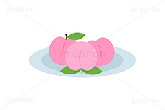 桃,もも,モモ,ピーチ,フルーツ,果実,果物,デザート,皿,挿絵,挿し絵,fruit,autumn,peach