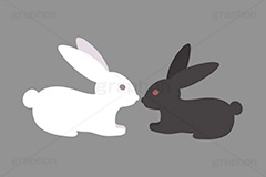 白うさぎ,黒うさぎ,シンプルうさぎイラスト,うさぎ,ウサギ,卯,兎,兔,ラビット,干支,卯年,お正月,正月,年賀状,イラスト,イースター,月見,お月見,動物,小動物,挿絵,挿し絵,newyear,illustration,POP,winter,rabbit,easter,卯年年賀状