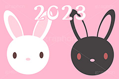 シンプルうさぎイラスト,2023,卯年,卯,うさぎ,ウサギ,兎,兔,白うさぎ,黒うさぎ,ラビット,干支,お正月,正月,年賀状,イラスト,シンプル,動物,小動物,挿絵,挿し絵,newyear,illustration,POP,winter,rabbit,japan,卯年年賀状