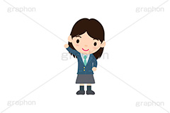 手を振る人,手を挙げる,女子学生,学生,制服,生徒,中学生,高校生,学校,ブレザー,女子,イラスト,キャラクター,人物,ポップ,可愛い,かわいい,カワイイ,挿絵,挿し絵,illustration,POP,girl