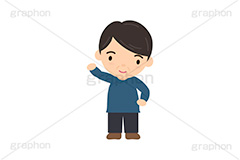 手を振る人,手を挙げる,おじさん,お父さん,中年,イラスト,キャラクター,人物,ポップ,可愛い,かわいい,カワイイ,挿絵,挿し絵,illustration,POP