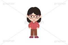 人物キャラクター,メガネ女子,眼鏡,メガネ,女子,イラスト,キャラクター,人物,ポップ,可愛い,かわいい,カワイイ,挿絵,挿し絵,illustration,POP