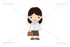 人物キャラクター,OL,女性,バッグ,出社,通勤,イラスト,キャラクター,人物,ポップ,可愛い,かわいい,カワイイ,挿絵,挿し絵,illustration,POP