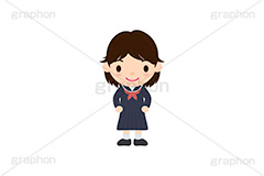 女子学生,学生,制服,生徒,中学生,高校生,学校,セーラー服,女子,イラスト,キャラクター,人物,ポップ,可愛い,かわいい,カワイイ,挿絵,挿し絵,illustration,POP,girl