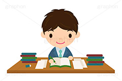 勉強,宿題,予習,復習,学校,教室,塾,課題,試験,受験,教科書,テスト,プリント,ノート,鉛筆,えんぴつ,文具,文房具,ステーショナリー,男子学生,学生,制服,生徒,中学生,高校生,学校,ブレザー,男子,イラスト,キャラクター,人物,ポップ,可愛い,かわいい,カワイイ,挿絵,挿し絵,illustration,POP,boy