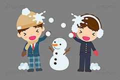雪合戦,雪,冬,雪玉,寒い,遊び,雪ダルマ,雪だるま,冬服,防寒,手袋,耳当て,耳あて,ニット帽,マフラー,行事,中学生,高校生,学生,制服,学ラン,ブレザー,男子,人物,キャラクター,イラスト,かわいい,挿絵,挿し絵,カワイイ,可愛い,character,japan,snow,snowman,winter,illustration