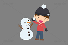 雪合戦,雪,冬,雪玉,寒い,遊び,雪ダルマ,雪だるま,冬服,防寒,手袋,ニット帽,パーカー,行事,男性,若者,人物,キャラクター,イラスト,かわいい,カワイイ,可愛い,挿絵,挿し絵,character,japan,snow,snowman,winter,illustration