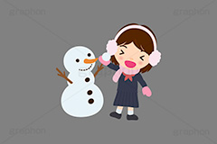 雪合戦,雪,冬,雪玉,寒い,遊び,雪ダルマ,雪だるま,冬服,防寒,耳当て,耳あて,手袋,マフラー,行事,中学生,高校生,学生,制服,セーラー服,女子,人物,キャラクター,イラスト,かわいい,カワイイ,可愛い,挿絵,挿し絵,character,japan,snow,snowman,winter,illustration