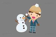 雪合戦,雪,冬,雪玉,寒い,遊び,雪ダルマ,雪だるま,冬服,防寒,手袋,ニット帽,マフラー,行事,中学生,高校生,学生,制服,ブレザー,男子,人物,キャラクター,イラスト,かわいい,カワイイ,可愛い,挿絵,挿し絵,character,japan,snow,snowman,winter,illustration