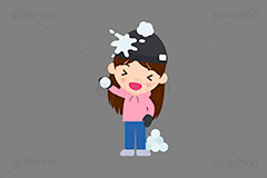 雪合戦,雪,冬,雪玉,寒い,遊び,冬服,防寒,手袋,ニット帽,マフラー,行事,女性,若者,人物,キャラクター,イラスト,かわいい,カワイイ,可愛い,挿絵,挿し絵,character,japan,snow,winter,illustration