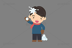 雪合戦,雪,冬,雪玉,寒い,遊び,冬服,防寒,手袋,マフラー,行事,中年,おじさん,お父さん,男性,人物,キャラクター,イラスト,かわいい,カワイイ,可愛い,挿絵,挿し絵,character,japan,snow,winter,illustration