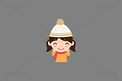 冬服,寒い,手袋,ニット帽,マフラー,こども,子供,女の子,キッズ,ガール,人物,キャラクター,イラスト,イラストセット,かわいい,カワイイ,可愛い,挿絵,挿し絵,character,japan,kids,girl,winter,illustration