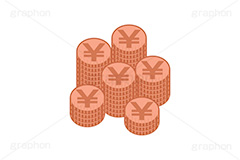 円,円マーク,コイン,マネー,金,お金,経済,景気,投資,貯金,貯蓄,課金,支払,通貨,為替,ゲーム,たくさん,積む,銅,イラスト,挿絵,挿し絵,yen,coin,money,illustration,game,copper