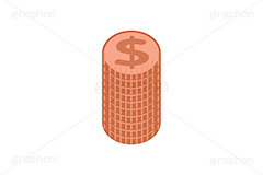 ＄,$,ドル,$マーク,コイン,マネー,金,お金,経済,景気,投資,貯金,貯蓄,課金,支払,為替,株,ゲーム,積む,銅,イラスト,挿絵,挿し絵,coin,money,illustration,game,copper