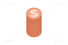 ＄,$,ドル,$マーク,コイン,マネー,金,お金,経済,景気,投資,貯金,貯蓄,課金,支払,為替,株,ゲーム,積む,銅,イラスト,挿絵,挿し絵,coin,money,illustration,game,copper