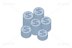 ＄,$,ドル,$マーク,コイン,マネー,金,お金,経済,景気,投資,貯金,貯蓄,課金,支払,為替,株,ゲーム,たくさん,積む,銀,シルバー,イラスト,挿絵,挿し絵,coin,money,illustration,game,silver
