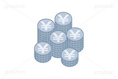 円,円マーク,コイン,マネー,金,お金,経済,景気,投資,貯金,貯蓄,課金,支払,通貨,為替,ゲーム,たくさん,積む,銀,シルバー,イラスト,挿絵,挿し絵,yen,coin,money,illustration,game,silver