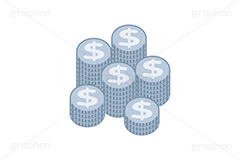 ＄,$,ドル,$マーク,コイン,マネー,金,お金,経済,景気,投資,貯金,貯蓄,課金,支払,為替,株,ゲーム,たくさん,積む,銀,シルバー,イラスト,挿絵,挿し絵,coin,money,illustration,game,silver