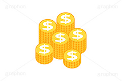 ＄,$,ドル,$マーク,コイン,マネー,金,お金,経済,景気,投資,貯金,貯蓄,課金,支払,為替,株,ゲーム,たくさん,積む,ゴールド,イラスト,挿絵,挿し絵,coin,money,illustration,game,gold