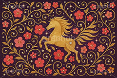 キラキラ馬ジュエル,キラキラ,ラインストーン,ジュエル,唐草,唐草模様,花柄,馬イラスト,午,馬,うま,ウマ,午年,干支,正月,お正月,年賀状,2026午年,午年年賀状,新年,ニューイヤー,アニバーサリー,イラスト,illustration,japan,horse