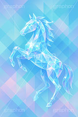 クリスタルの馬,クリスタル,キラキラ,宝石,ジュエル,幾何学模様の馬イラスト,幾何学模様,アート,馬イラスト,午,馬,うま,ウマ,午年,干支,正月,お正月,飛躍,ジャンプ,年賀状,2026午年,午年年賀状,新年,ニューイヤー,アニバーサリー,イラスト,illustration,japan,horse,art,crystal,jewel,jump